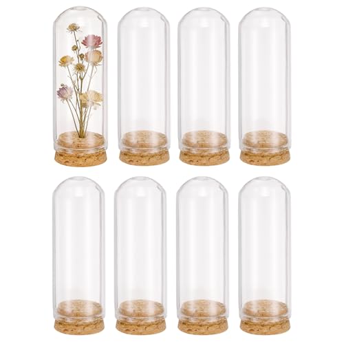 uxcell 12Pcs Glass Display Dome, 1.2" x 3.1" Clear Cloche Glass Dome Decorative Bell Jar with Cork for Collectibles Display Candle Tabletop Centerpiece Plants Wedding, Transparent - size: 1.2" x 3.1"