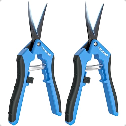 Fondwell 2-Pack 6.5" Precision Garden Scissors Pruning Snips Plant Pruners - color: Black (Curved Blades, 2-pack)