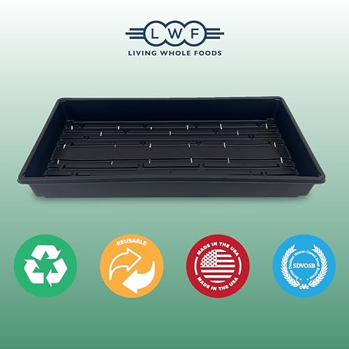 10 Plant Growing Trays (WITH Drain Holes) - 20" x 10" - Perfect Garden Seed Starter Grow Trays: For Seedlings, Indoor Gardening, Growing Microgreens, Wheatgrass & More - Soil or Hydroponic - size: Pack of 10