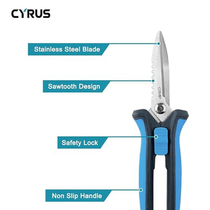 8 Inch Serrated Straight Pruning Snips Carbon Steel Floral Scissors Cutters | Extended Sharp Serrated Blades, Spring Rebound, Non-Slip Grips, For Garden, Hydroponics And Grow Tent Plant Care - style: Pruning Snip 2