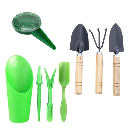 Succulent Tools Mini Garden Tools Kit 8 Pieces | Mini Seed Spreader, For Seedling Soil, Caring Succulent, Houseplant, Sowing Seed Dispenser - color: Green