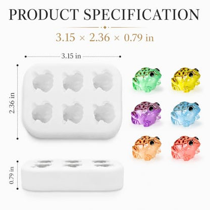 6-Cavity Tiny Frog Resin Mold, Mini Animal Silicone Mold for Epoxy Casting - color: frog-6cav