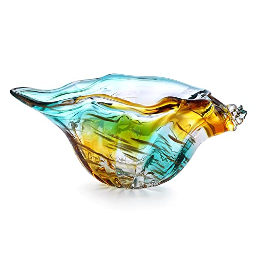 9 Inch Blown Glass Shell Vase,Handmade Seashell Potpourri Holder - color: Style-10
