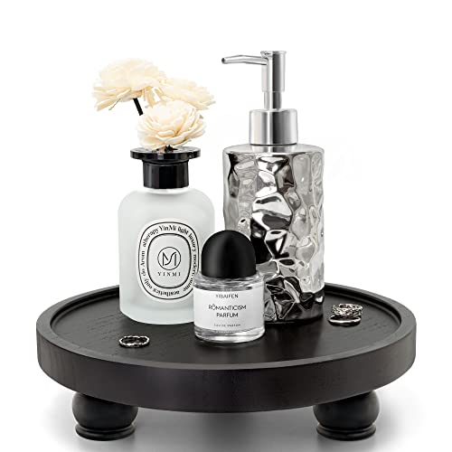 EOSAHR Round Wood Display Riser, Pedestal Stand for Home Decor, Black | 10" Display Stand, Black Risers for Decor, Soap & Candle Holder, Modern Room Decor, Ideal for Kitchen Soap - color: Black