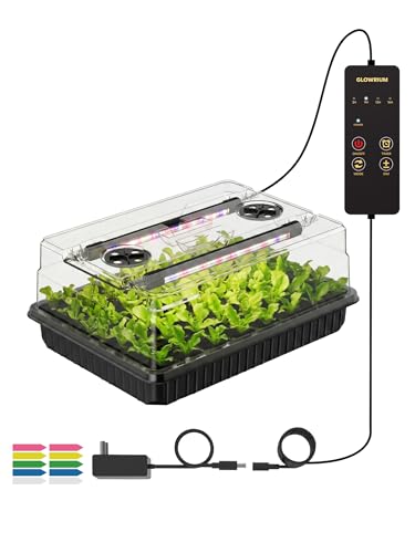 Seed Starter Tray with Grow Lights, 54-Cell Plant Germination | 4.3" Humidity Dome, Indoor Seedling Starter Tray with 3/9/12/16h Timer, Adjustable Brightness for Seeds Growing