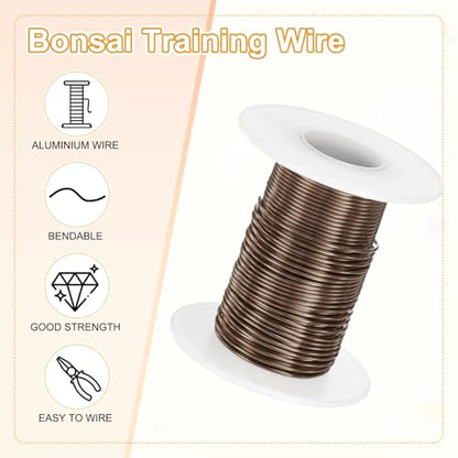M METERXITY 1-Pack Bonsai Training Wire, 1mm x 49ft/15m Anodized Aluminum Bonsai Tree Wire for Fine Trunk/Gardening Branch/DIY Crafting [Brown] - color: Brown, size: 1mm x 49ft/15m