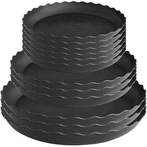 12 Pack of 6 8 10 inch Plant Saucer, Heavy Sturdy Plant Drainage Tray for Indoors, Sturdy Plastic Plant Plate Water Catcher for Planter(Black) - color: Black, size: 6in*6+8in*3+10in*3