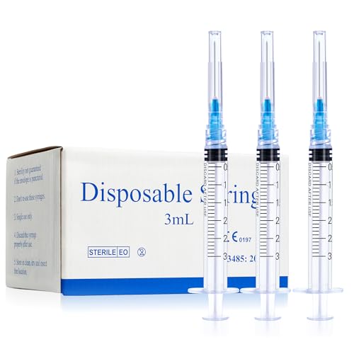 3ml Syringes with 23 Gauge 1 Inch Needles Luer Lock Disposable, 100 Pack - style: 3ML-23G-1IN