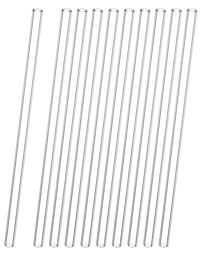 QWORK 12 Inch Borosilicate Glass Tubes, Set of 10 with Open & Fire Polished Ends