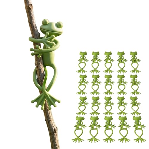20 Pack Frog Plant Ties Cute Garden Stakes for Indoor Outdoor Plants Flexible Soft Rubber Twist Ties for Cable Organizer - size: 20POne size fits all