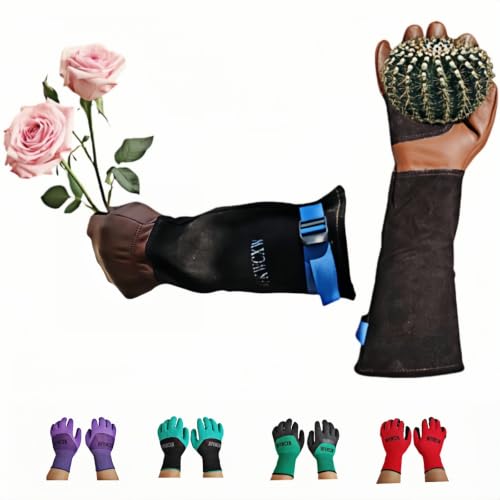 Cow Leather Adjustable Thorn Proof Gardening Gloves - color: Black, size: Large