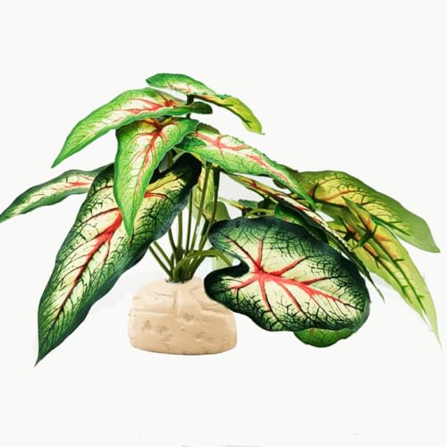 Fake Plants for Reptile Terrarium, Habitat Decor,Artificial Plant - color: Alocasia Odora
