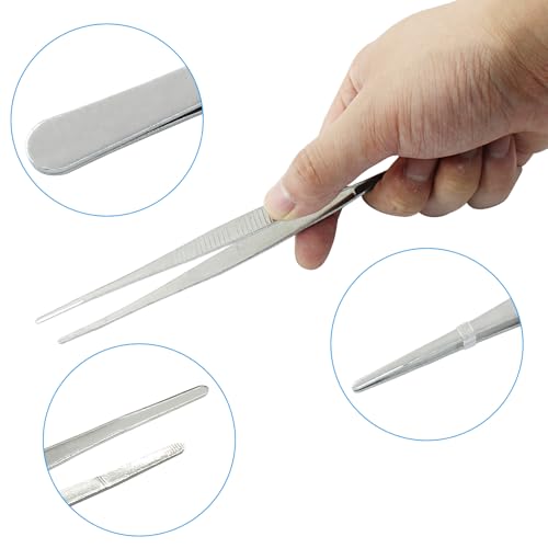 3Pcs Stainless Steel Tweezer Set (8" 10" 12") - size: 8" 10" 12" (1 Set Point Tip)