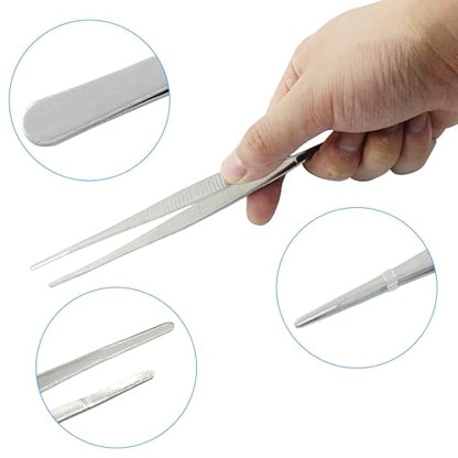 3Pcs Stainless Steel Tweezer Set (8" 10" 12") - size: 8" 10" 12" (1 Set Point Tip)