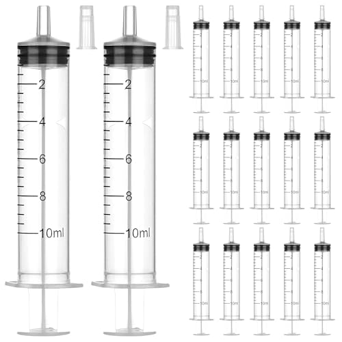 50Pack 10mL Syringes without Needle - Individually Wrapped, with Cap for Liquid, Measuring, Ink Refilling, Oil, Liquids Glue Applicator - style: 10ML