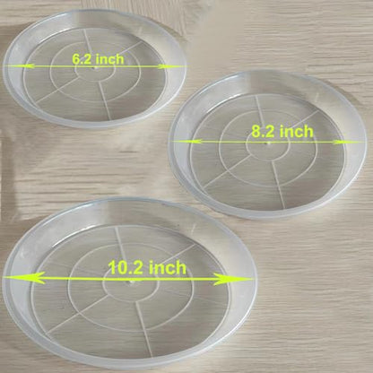 OUPSAUI 6 8 10 Inch Plant Saucer Pot Tray, 6 Pack Clear Plant Saucers for Indoors and Outdoors, Large Plastic Dish Suacer Water Drip Tray for Potted Plants Flowers (6 8 10 Inches) - size: 6 8 10 Inches