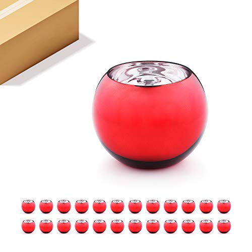 WGV Bowl Glass Vase Bulk, Diameter 6", Height 4.5", Open Width 4", (Multiple Choices) Red Bubble Planter Fish Bowl for Wedding Event Home Decor, 24 Pieces(VBW0006RD) - color: Red, size: 6"D 1 Case