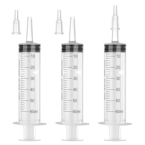 60mL Plastic Syringe for Liquid - 50 Pack Large Syringes with Adapter - style: 60mL