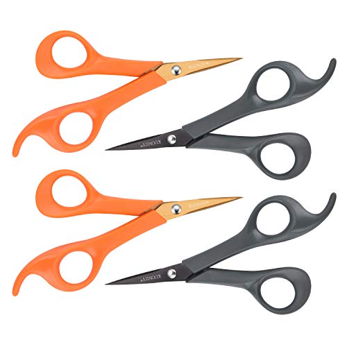 Micro Tip Scissors 6", Titanium Coated Detail Craft Scissors 4 P | Precision Pointed Blades for Scrapbooking, Paper Crafting, Decoupage & DIY Left Right Handed Stainless Steel