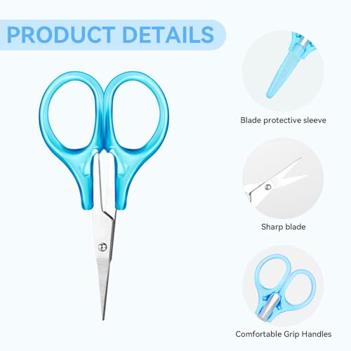 Small Scissors All Purpose 3.5" Mini Detail Craft Scissors Set Stainless Steel Scissors with Protective Cover Tiny Scissors for Facial Hair Trimming Sewing Crafting DIY Projects (25 Pcs)