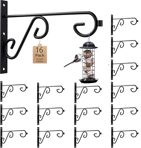 Plant Hanger Bracket Bulk 16Pack Black 12In Metal Wall Hook Indoor Outdoor - color: Black/16Pack, size: 12 Inch