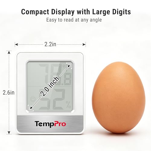 TempPro TP49 Digital Hygrometer Indoor Thermometer | Humidity Meter Room Thermometer with Temperature and Humidity Monitor Mini Hygrometer (Previously ThermoPro) - color: White Indoor Thermometer