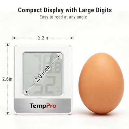 TempPro TP49 Digital Hygrometer Indoor Thermometer | Humidity Meter Room Thermometer with Temperature and Humidity Monitor Mini Hygrometer (Previously ThermoPro) - color: White Indoor Thermometer