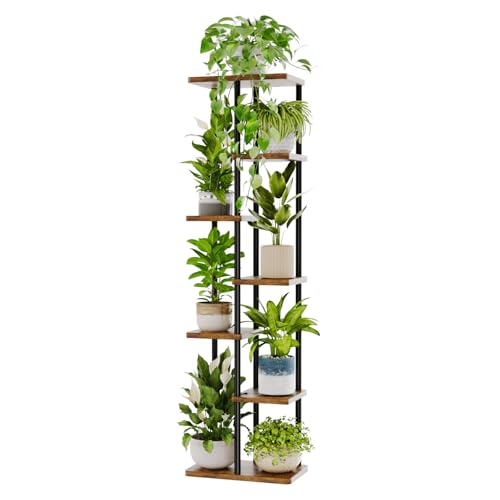 Bamworld Plant Stand 7 Tier Tall Shelf for Multiple Plants Brown - color: Brown, size: 7 Tier