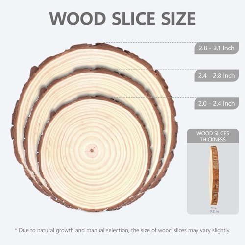 3 Inch Wood Slices (2.8-3.1”) 16 Pieces Wooden Discs Ornaments Bulk | unfinished natural wooden rounds circles blocks coasters cookies for crafts,no holes,for centerpieces,with bark - size: 2.8-3.1 Inch 16 pcs