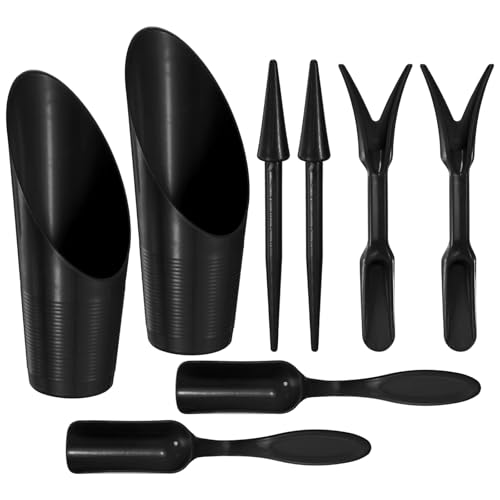 M METERXITY 2-Set Garden Shovel Hand Tools Transplanting Succulent Cultivation Digging Scoops Kits, Plastic Mini Garden Tool Set for Flower Planting/Bonsai Potting [Black] - color: Black