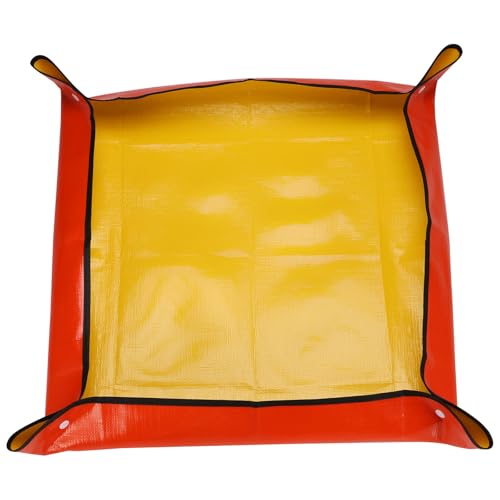 HARFINGTON Repotting Mat 19.7" x 19.7" PE Cloth Waterproof Plant Repotting Mat Foldable Portable Gardening Potting Tray with Plastic Buckle for Indoor Plant Change Soil Watering, Yellow - color: Yellow, size: 19.7" x 19.7"
