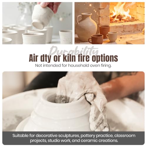 CalPalmy 10 lb White Pottery Clay for Sculpting, Hand Building & Kiln
