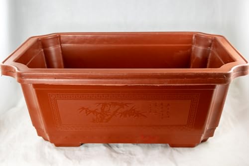 Yubonzai Rectangular Orange Plastic Bonsai Training Tall Pot, Cactus & Succulent Planter - 7.25" to 17.5" (2PCS 17.5"x 12"x 6.5") - size: 2PCS 17.5"x 12"x 6.5"