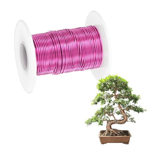 M METERXITY 1-Pack Bonsai Training Wire, 1mm x 49ft/15m Anodized Aluminum Bonsai Tree Wire for Fine Trunk/Gardening Branch/DIY Crafting [Dark Pink] - color: Dark Pink, size: 1mm x 49ft/15m