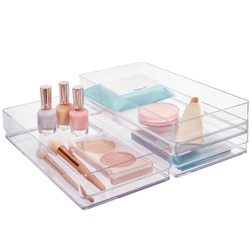 STORi SimpleSort 3-Piece Stackable Clear Drawer Organizer, 12" x 6" x 2" (Pack of 12) - size: 12x6x2" (Pack of 12)