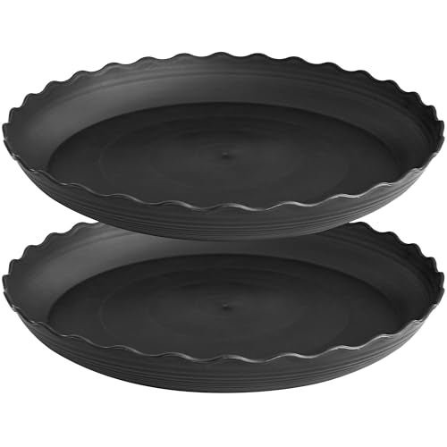 2 Pack of 10 inch Plant Saucer Plant Tray, Plastic Plant Saucer, Heavy Duty Plant Tray for Pots, Plant Saucers for Indoors Planter, Garden Water Plate Bowls for Gallon Grow Bags (Black) - color: Black, size: 10" (2 pack)