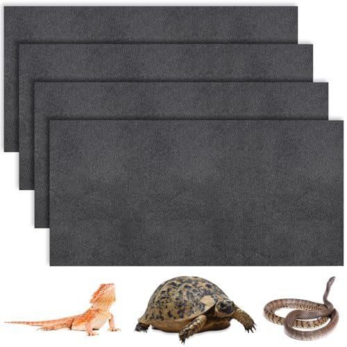 Haull 4 Pcs Reptile Carpet Terrarium Floor Mat Liner, 47 x 24 Inch, Black - color: Black