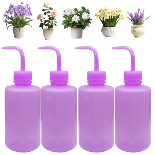 Wash Bottle 4 Pack 250ml Squeeze Bottles, Purple | Visible Scale, Leak-Proof, Tattoo Cleaning, Eyelash Extensions, Precise Liquid Control - color: Purple
