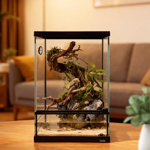 11 Gallon Tall Reptile Glass Tank 12"x12"x18" with Drainage Hole - Pre-Assembled Vertical Reptile Cage Enclosure for Arboreal Geckos,Chameleon,Lizard,Tree Frog and Snake - size: 12*12*18inch with drainage hole