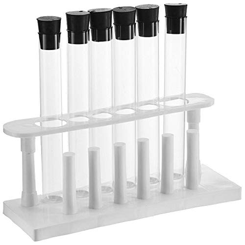 20x150mm Glass Test Tube Set with Rubber Stoppers and Plastic Rack, 6 Piece Set, Karter Scientific 150A3 - size: 20x150mm, style: Rubber Stoppers