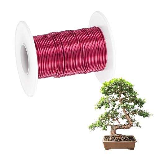 M METERXITY 1-Pack Bonsai Training Wire, 1mm x 49ft/15m Anodized Aluminum Bonsai Tree Wire for Fine Trunk/Gardening Branch/DIY Crafting [Wine Red] - color: Wine Red, size: 1mm x 49ft/15m
