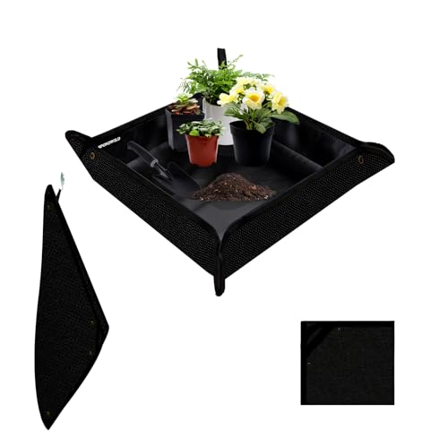 39.5"x39.5" Plant Transplanting Mat - Thickened Waterproof Potting Mat, Succulent Gardening Mat, Portable Repotting Mat for Mess Control (PVC-Black) - color: Black, size: 39.5" x 39.5" x 0.1"