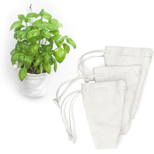 Organic Hemp Hanging Plant Bag – Reusable Natural Fiber Flower Pot Holder for Indoor & Outdoor Use – Fits 3.5 Inch Pots – Strong Drawstring – Ideal for Vertical Gardens, Orchids & Herbs 3-Pack - size: 3-pack