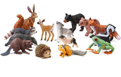 Gemini&Genius 16PCS Woodland Animal Baby Toys, Forest Animal Figure Set | Jungle Animals, Soild Plastic Educational Toys, Cake Toppers Cupcake Toppers and Gifts for Kids - color: A 16pcs Woodland Animals