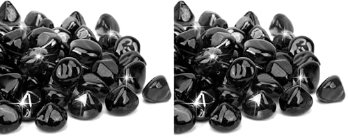 Mr. Fireglass 10 Pounds Blended Fire Glass Diamonds for Fireplace Fire Pit & Lanscaping - 1 inch High Luster Onyx Black Fire Rocks (Pack of 2) - color: Onyx Black, size: 1 inch, 10 Pounds (Pack of 2)