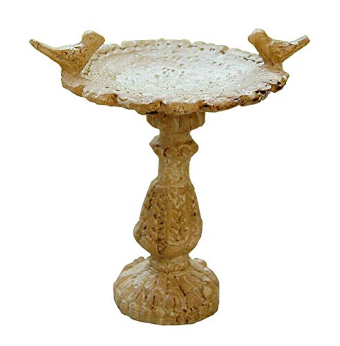 EatingBiting 1:12 Scales Dollhouse Miniature Birdbath Garden Outdoor Center Foutain 2 Birds Resin Fairy Garden Furniture Resin Vintage Bird Bath Fountain for Home Decor Ornaments