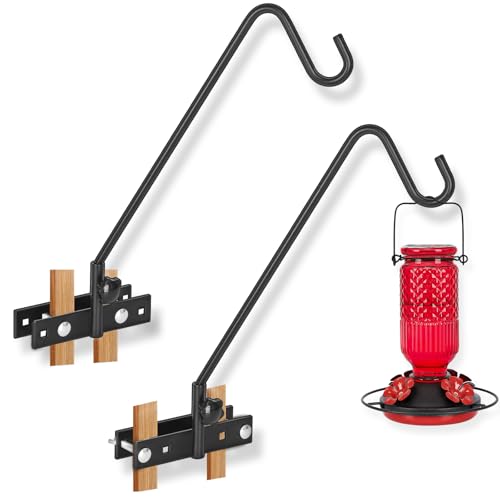 FEED GARDEN 2 Pack 13.5 Inch Deck Hooks for Vertical Railing, Adjustable Deck Bird Feeder Hanger for Hanging Lanterns, Wind Chimes, Flower Baskets, Suet Feeders - size: 13.5 Inch