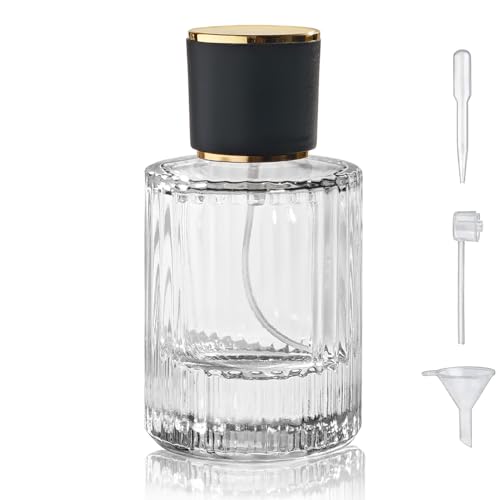 50ml/1.7 Oz Glass Spray Perfume Bottle Atomizer,Refillable Empty (Clear2) | Round Glass Perfume Travel Spray Bottle Cologne Bottle with 3 Kinds of Dispenser - color: Clear2