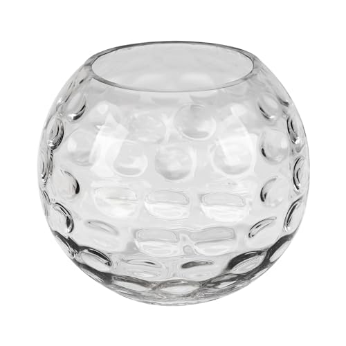 7.5" Dia Handmade Sturdy Dimpled Bubble Glass Vases, Bubble Planter Terrarium, Bud Vase, Fish Bowl Hurricane, Globe Flower Vase, Hurricane Candle Holder (7.5"x6.3", Bowl) - size: 7.5"x6.3"