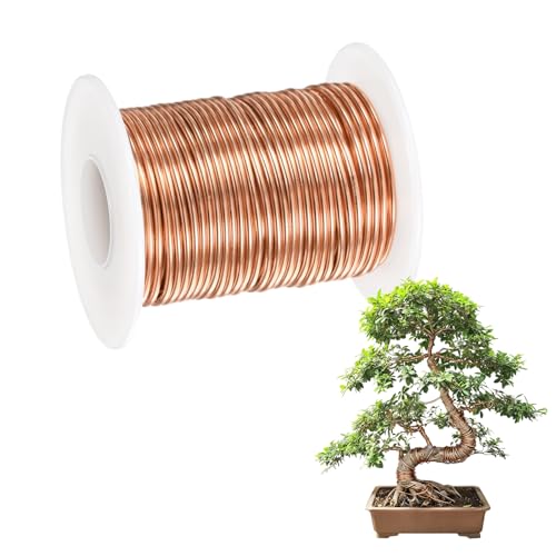 M METERXITY 1-Pack Bonsai Training Wire, 1.5mm x 49ft/15m Anodized Aluminum Bonsai Tree Wire for Fine Trunk/Gardening Branch/DIY Crafting [Light Brown] - color: Light Brown, size: 1.5mm x 49ft/15m